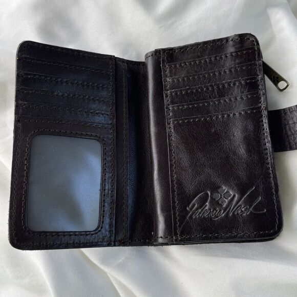 Patricia Nash Leather Womens Wallet Brown 5x3 Zipper & Snap Multi Compartment - Picture 7 of 8
